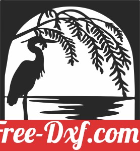 heron scene wall art