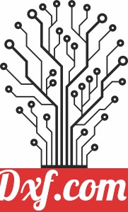 silhouette circuit board tree
