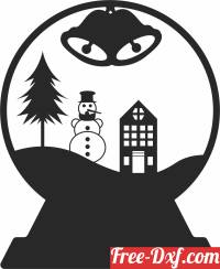 download snowman Globe christmas art free ready for cut