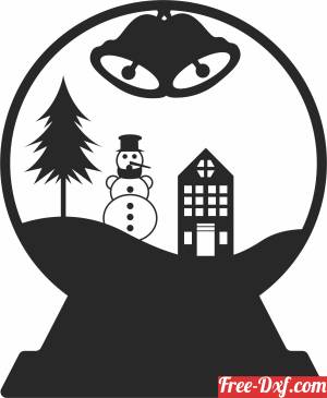 download snowman Globe christmas art free ready for cut