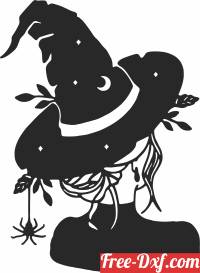 download Halloween Witch with a Hat free ready for cut
