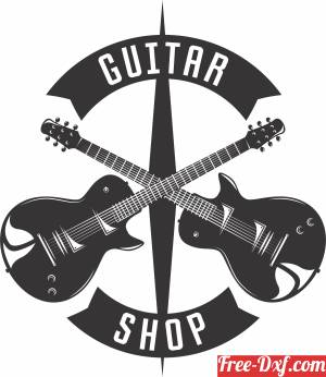 download guitar shop logo sign free ready for cut