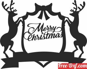 download Merry christmas wall deer sign free ready for cut