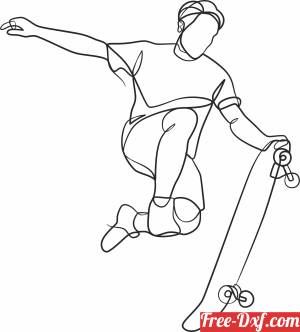 download Skateboard line art clipart free ready for cut