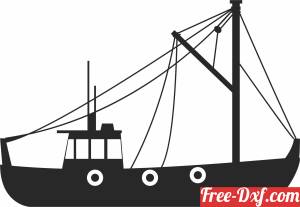 download silhouette of a fishing boat free ready for cut