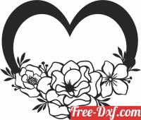 download Heart with flower free ready for cut