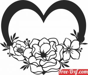 download Heart with flower free ready for cut