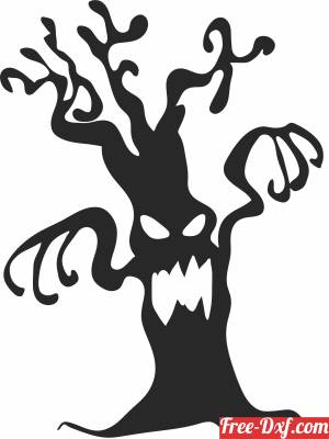 download scary tree for halloween free ready for cut