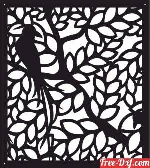 download decorative bird on branch panel screen free ready for cut