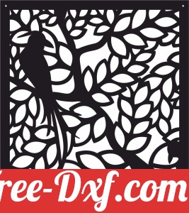 decorative bird on branch panel screen
