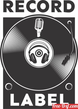 download record player logo sign free ready for cut