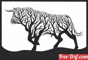download Bull buffalo tree branches free ready for cut