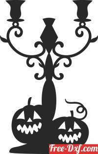 download Halloween Candle Holder with pumpkin free ready for cut
