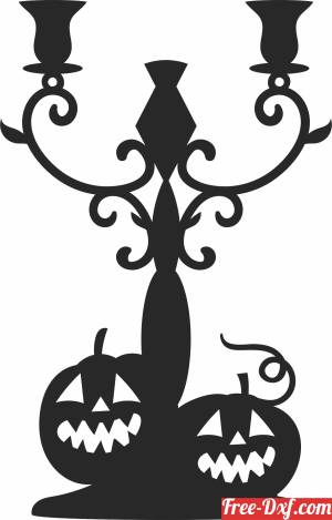 download Halloween Candle Holder with pumpkin free ready for cut