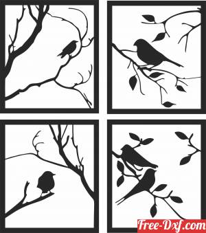 download Bird on branch Wall Art free ready for cut