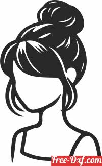 download girl with Bun hairstyle free ready for cut