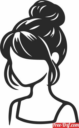 download girl with Bun hairstyle free ready for cut