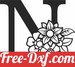 Monogram Letter N with flowers