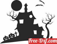 download Halloween house gost scary clipart free ready for cut