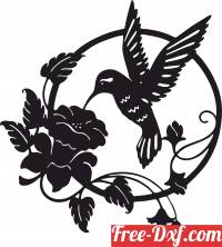 download hummingbird floral art free ready for cut