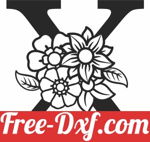 Monogram Letter X with flowers
