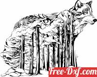 download wolf forest scene wall art free ready for cut