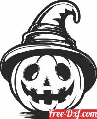 download halloween Pumpkin with hat free ready for cut