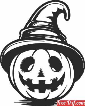 download halloween Pumpkin with hat free ready for cut