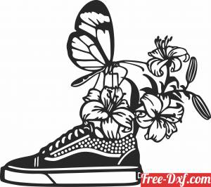 download shoe with flowers Butterfly free ready for cut