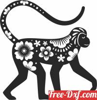 download monkey with flowers clipart free ready for cut