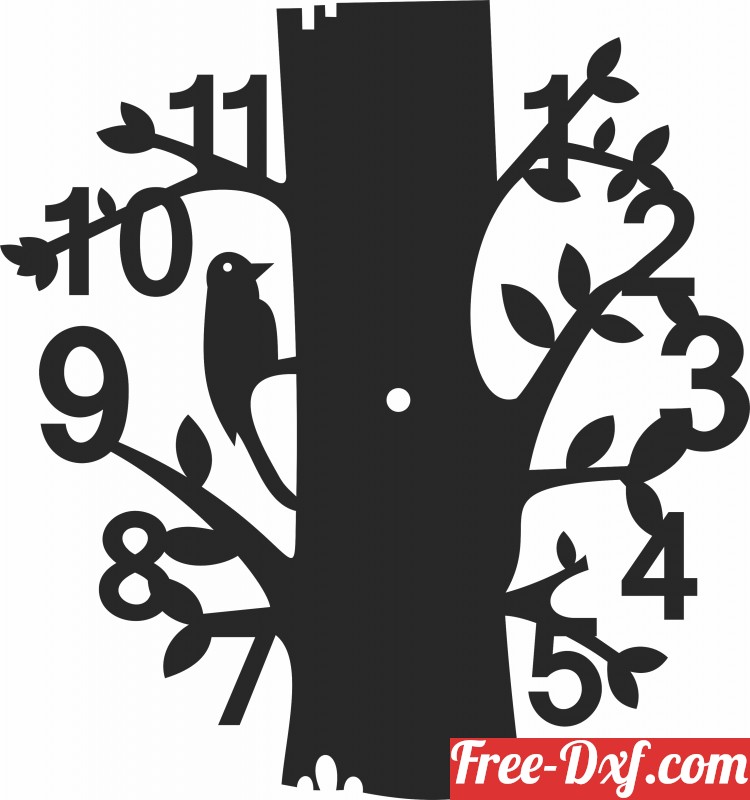 Download tree branche Wall Clock Hnju4 High quality free Dxf file