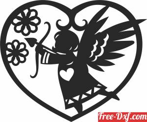 download angel Heart wall decor valentines free ready for cut