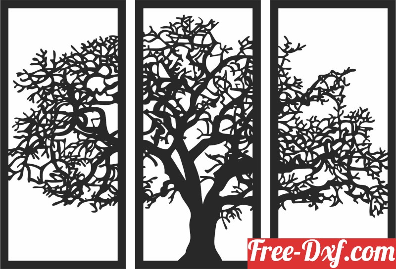 Download Tree panels wall decor I4CU6 High quality free Dxf files