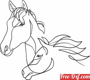 download one line horses art free ready for cut