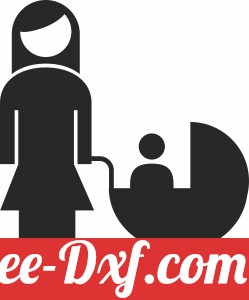 mother with baby silhouette