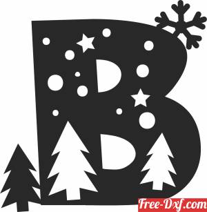 download b split letter monogram christmas free ready for cut