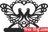 download heart dove birds art free ready for cut
