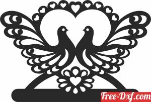 download heart dove birds art free ready for cut