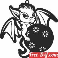 download christmas dragon ornament free ready for cut