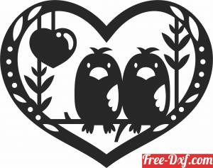 download birds on heart clipart free ready for cut