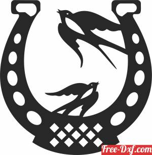 download Horse Shoe with birds free ready for cut