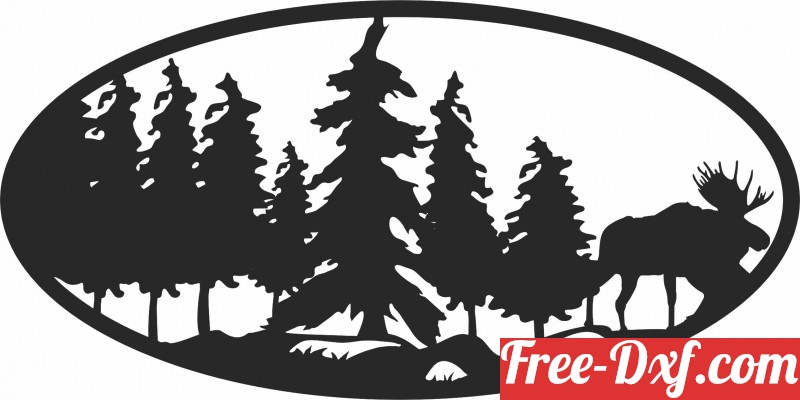 Download elk scene art JDy9b High quality free Dxf files, Svg, Cd