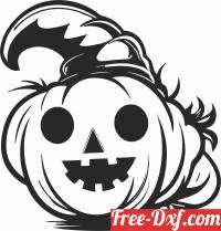 download halloween Pumpkin with hat free ready for cut