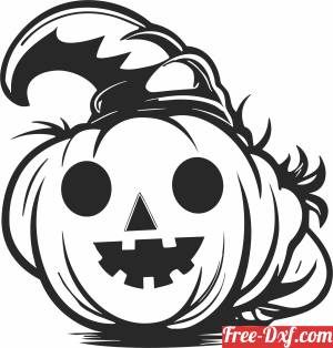 download halloween Pumpkin with hat free ready for cut