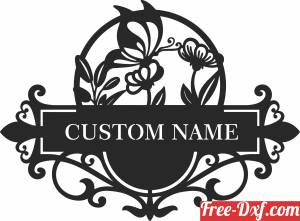 download butterfly flowers address sign free ready for cut