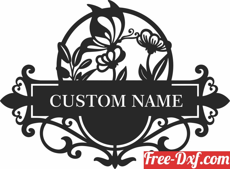 Address Sign Dxf Files Download butterfly flowers address sign dxf JSIfH High quality fr