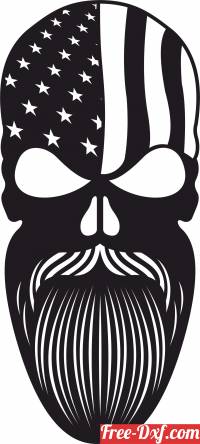 download Bearded Skull with USA flag free ready for cut