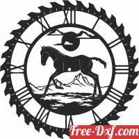 download horse scene saw Wall vinyl Clock free ready for cut