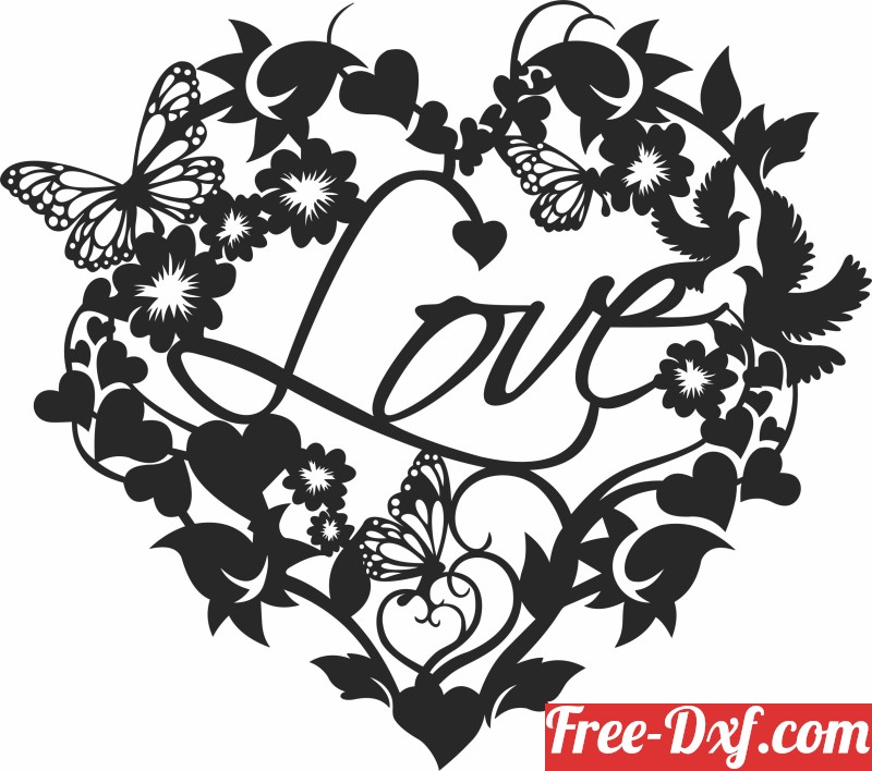 Download love valentines Day floral Heart dxf Jsf1F High quality