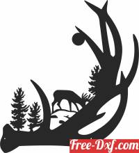 download deer Antler Scene art free ready for cut